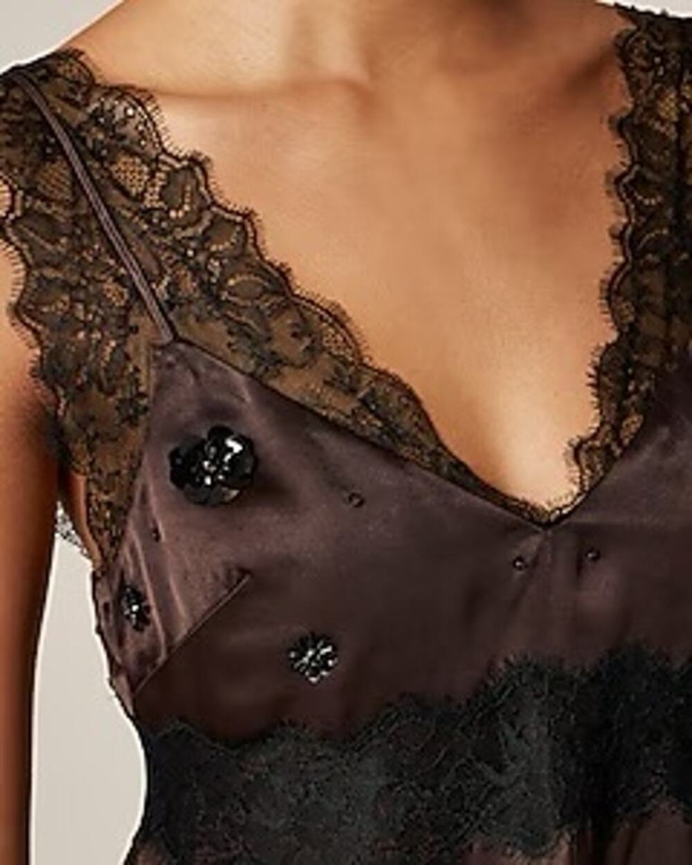 NWT J. Crew Embellished Lace Trim Tank Top Camisole Luster Charmeuse Shell Sz 2